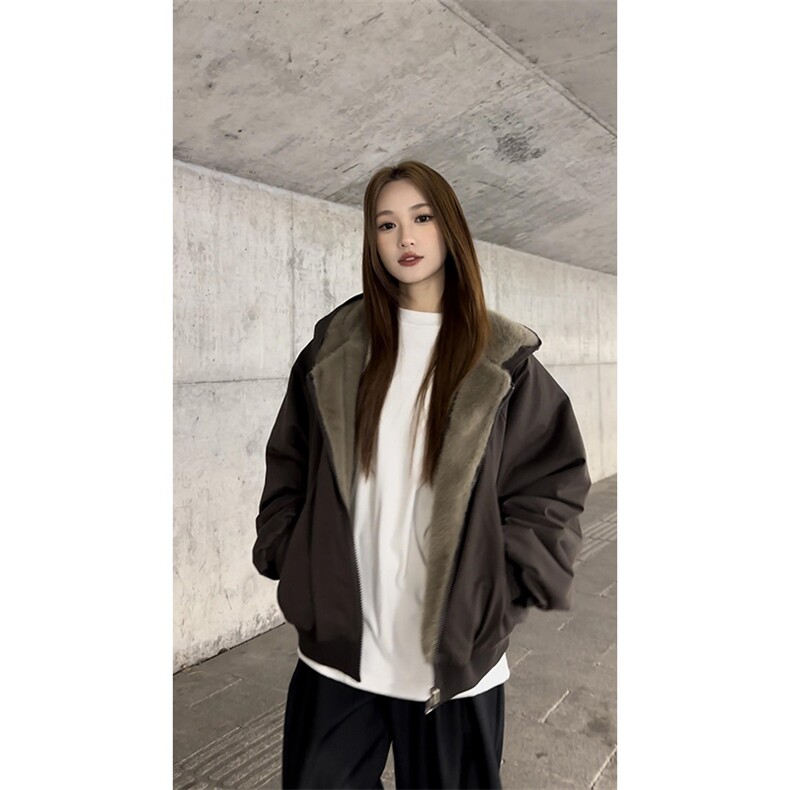 两面穿现货重磅短款座山雕棉衣男女双面穿毛毛绒棉服加厚外套，男装棉衣，电商A486-1