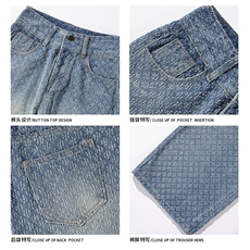 2025秋季新款白底大码美式提花水洗牛仔裤M-5XGK24125-特P40，男装牛仔裤，电商A022