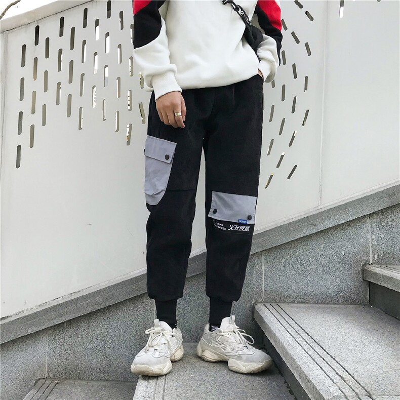 703-K176-P68秋冬灯芯绒加绒加厚休闲长裤个性立体袋绣花大码,男装棉裤,星座703