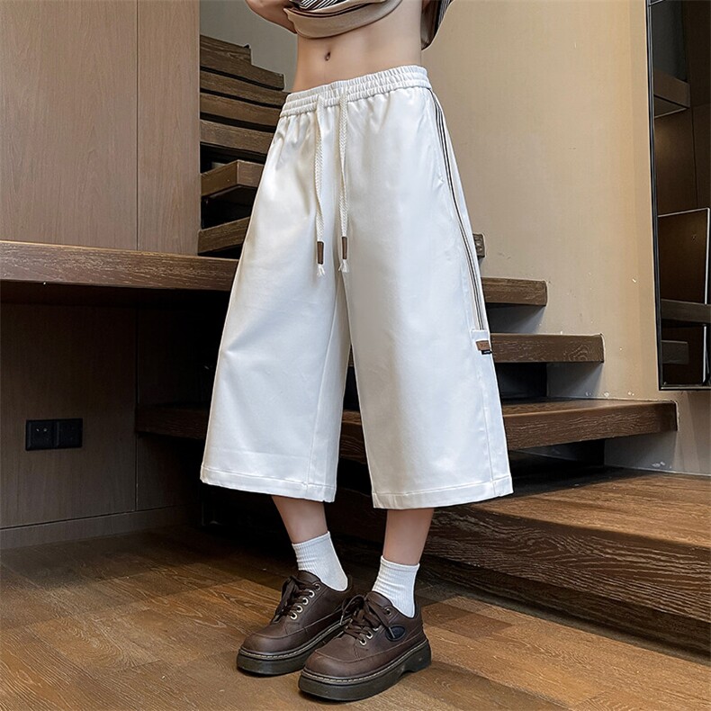 特批P28无差价2025夏季潮流拼接条纹港风大码七分裤休闲裤男K5697，男装牛仔裤，电商A001-1