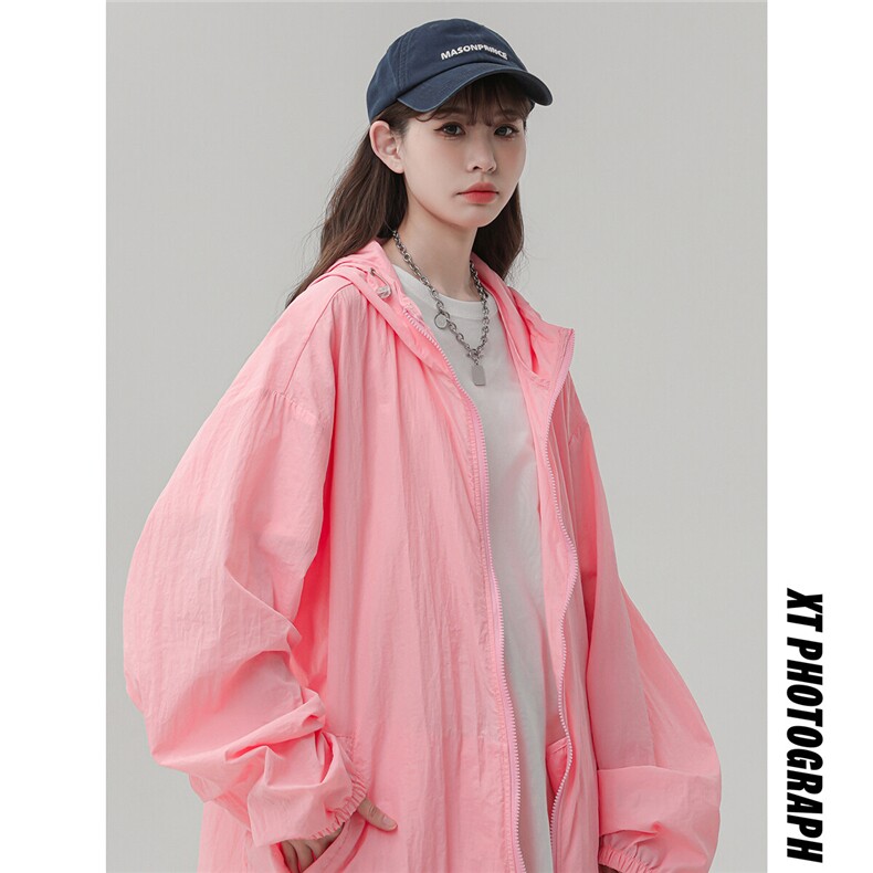 2025夏季新款纯色连帽宽松情侣防晒衣F169/P69，女装防晒衣，星座202-3