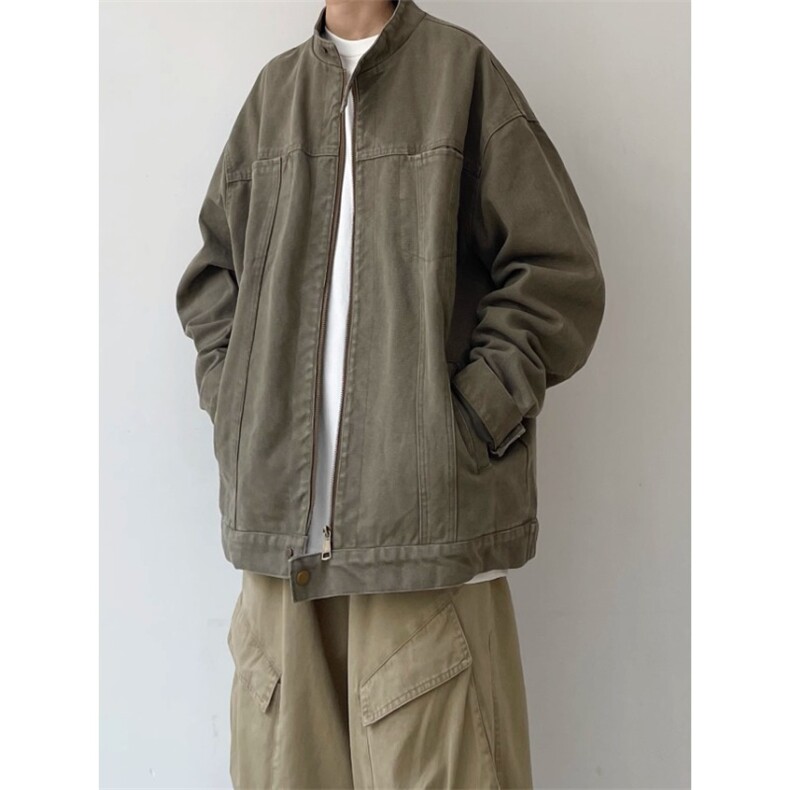 美式复古哈灵顿水洗立领外套男春秋潮牌ing短款痞帅工装夹克J7715，男装夹克，星座516A