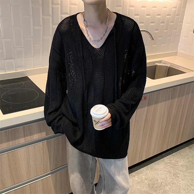秋款男毛衣V领镂空针织衫长绳外套M6019P45,男装针织衫/毛衣,星座1013-1
