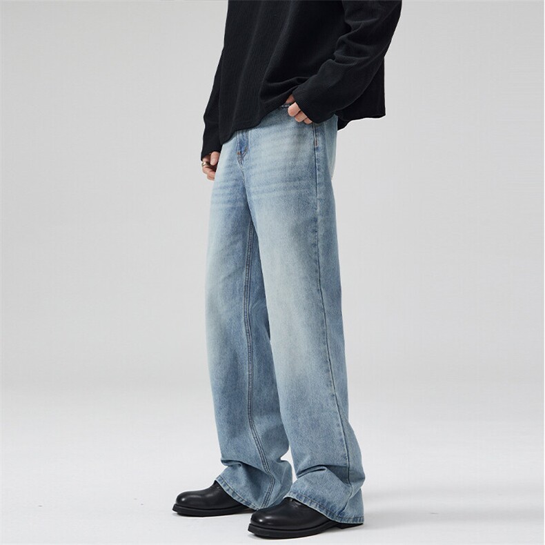 2025春夏美式浅蓝水洗517宽松微喇牛仔裤男直筒潮牌百搭长裤，男装牛仔裤，星座301D-3