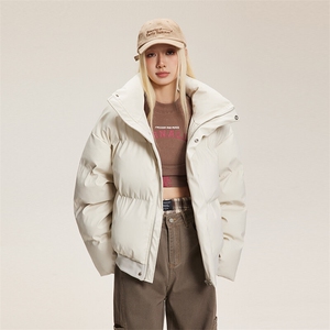 2025冬款pu皮立领小短版棉服-5610图片