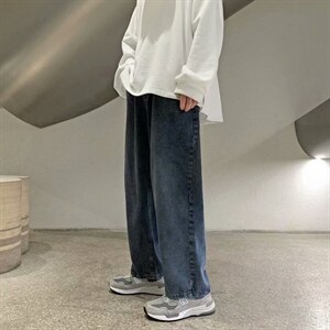 牛仔裤男宽松直筒潮牌拖地老爹裤韩版百搭夏季阔腿休闲裤N74-P40图片