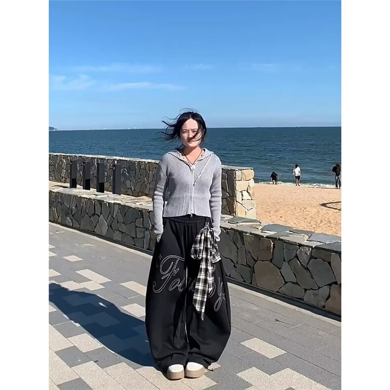 美式复古刺绣弯刀牛仔裤女2025夏季新款低腰宽松显瘦垂感阔腿裤,男装牛仔裤,星座506A