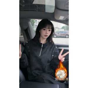 现货新款设计星星铆钉拉链立领休闲春款卫衣特P49加绒特P59图片