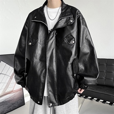 秋季皮衣男立领男士夹克潮流青年外套个性A266-PY008-特P55，男装皮衣，电商A266