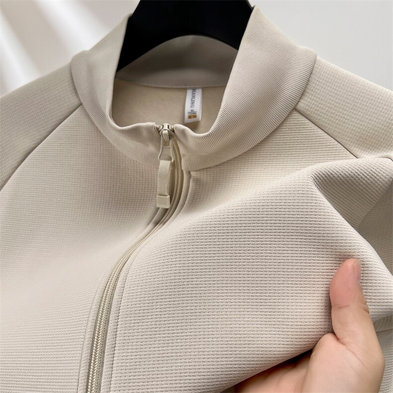 F83113精梳赛络纺纱先方格纹理重磅新型面料拉链开衫卫衣外套，女装短外套，钱塘207-1