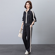 时尚休闲套装女春秋季2024新款秋装妈妈高端洋气阔腿裤两件套，女装套装/套裙，忆绮罗
