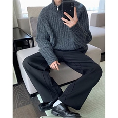 JY270-P55美式复古休闲慵懒风V领针织衫男纯色外套网图，男装针织衫/毛衣，星座1501-3