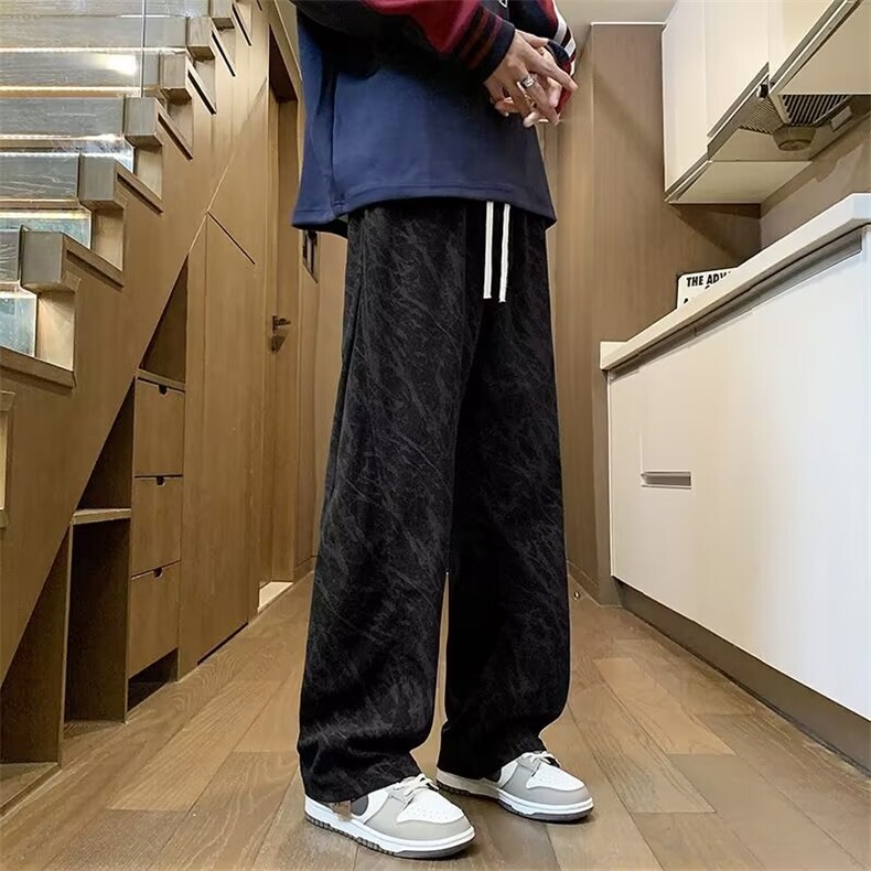 扎染灯芯绒裤子男秋冬款直筒长裤立体包边卫裤痞帅休闲裤KA647,男装休闲裤,星座1116A-1（原606A）