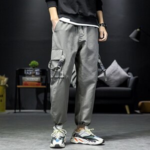 2021春季新日系大码男束脚搭扣装饰工装九分休闲裤K2015-P45图片