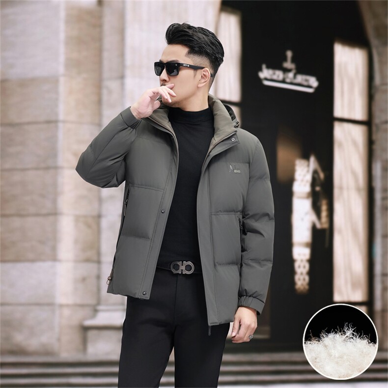 新款新标90绒中年羽绒服外套男士秋冬拆卸帽时尚休闲羽绒服夹克,男装夹克,钱塘723