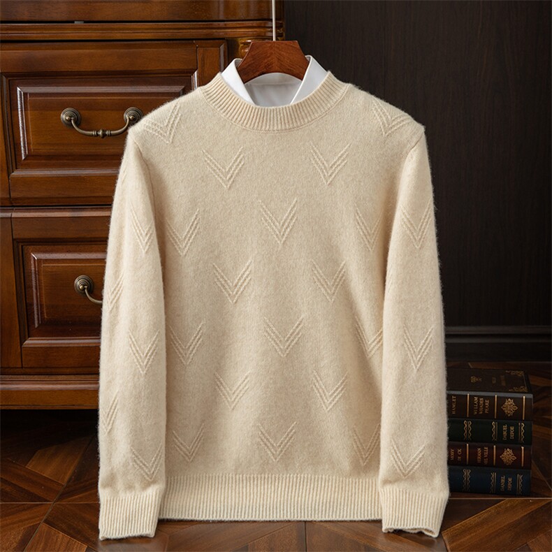 男士圆领羊毛衫男冬季加厚2024年秋季商务休闲，男装羊毛衫，斯尔特羊绒