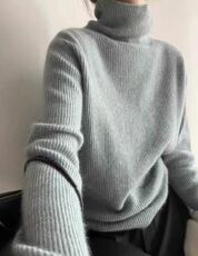 重磅加厚高级感山羊绒衫女高领元宝针宽松慵懒风毛衣针织打底上衣，女装羊毛衫，冀清阳荣