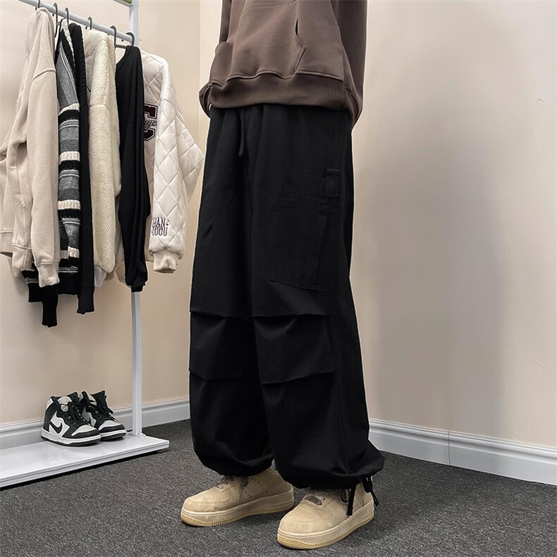 街头休闲裤男褶皱直筒宽松阔腿口袋工装休闲裤1001-1-QK066-P45,男装工装外套,星座1001-1