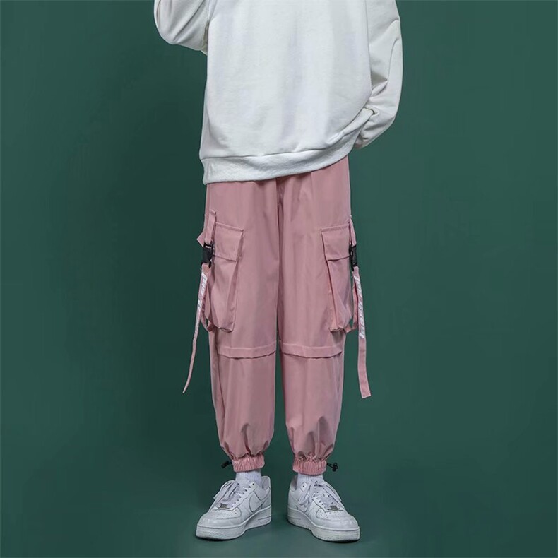 ins工装裤男潮牌宽松束脚休闲裤粉色韩版潮流百搭运动裤G058-P35,男装工装外套,星座1008-1