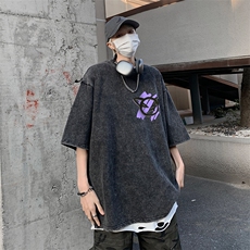 XZ514-2-X1019-P38美式小恶魔短袖落肩袖短袖T恤男2026夏季体恤，男装T恤，星座514-2(原B239)