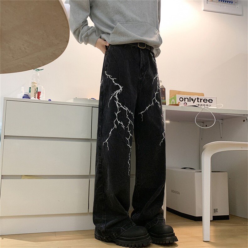 XZ-221-1/K6200/P55控78高品质复古刺绣电纹宽松百搭直筒牛仔裤,男装牛仔裤,星座221-1