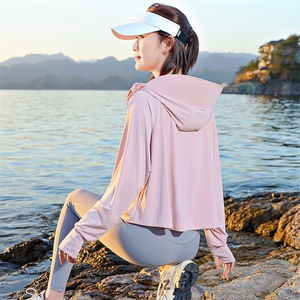 连帽防晒衣罩衫女2025夏季新款防紫外线冰丝凉感薄款骑车短款外套图片