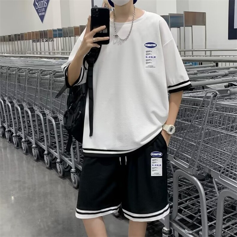夏季时尚休闲套装男士帅气搭配薄款运动服两件套男装T1311-P36,男装T恤,星座512-2