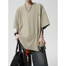 超大码金属标手工设计肌理感短袖T恤8XL-M垂感冰丝半袖DX1220/P38，男装T恤，电商B238