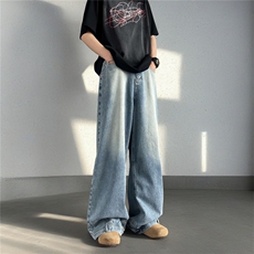24年反穿主义倒装牛仔裤男女美式潮流vibe痞帅百搭微喇裤子-K1946，男装牛仔裤，星座601-2