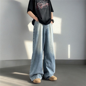 24年反穿主义倒装牛仔裤男女美式潮流vibe痞帅百搭微喇裤子-K1946图片