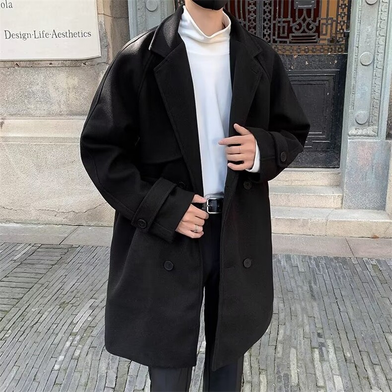 毛呢外套男韩版潮流痞帅个性中长款秋冬2023新款ins风衣W5557-P70,男装毛呢大衣,星座412-2
