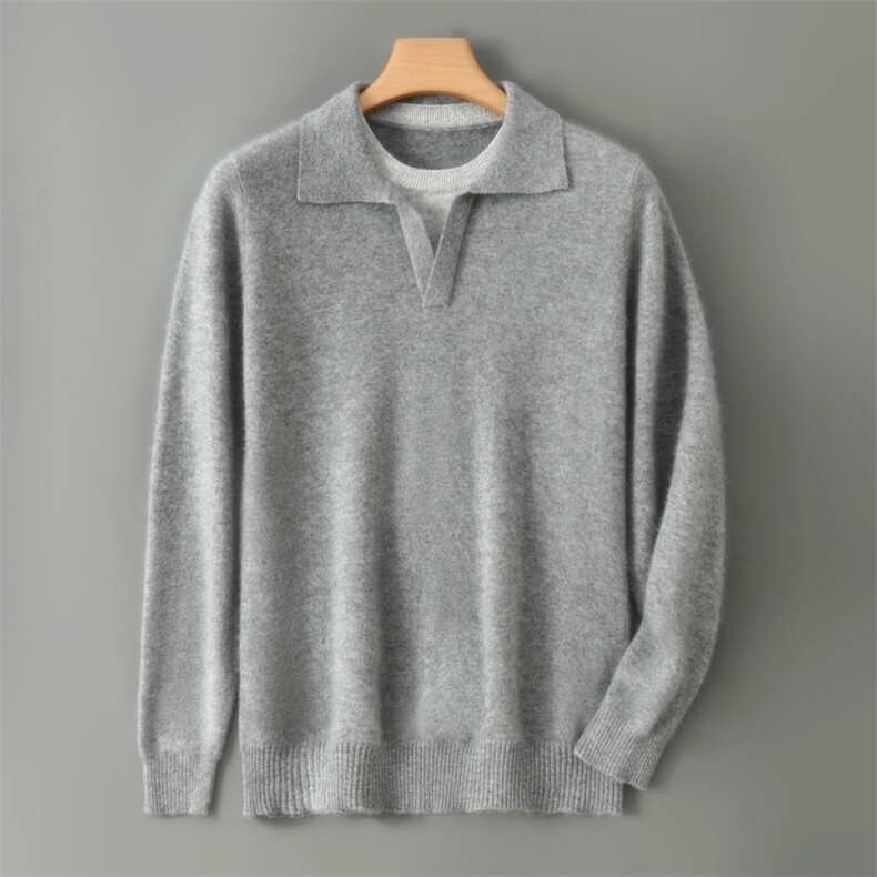 2025年秋季圆领长袖套头青春流行假两件，男装针织衫/毛衣，嘉日羊绒