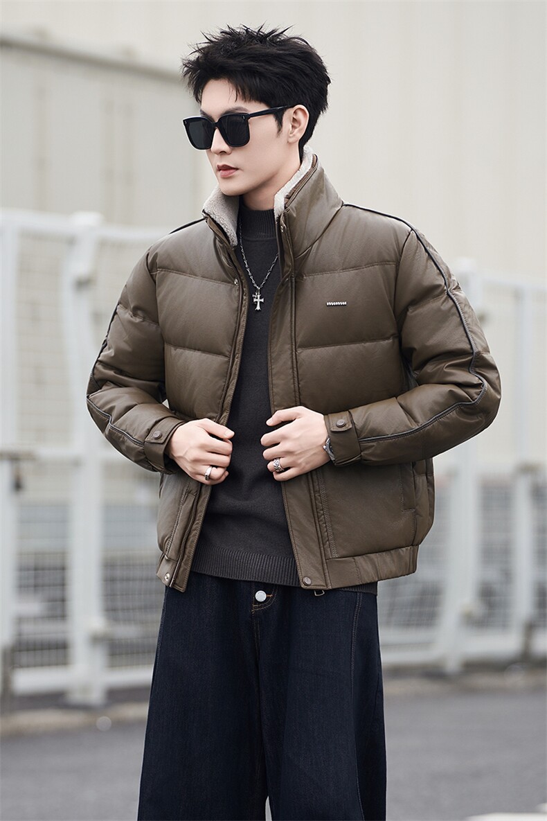 7158-M-4XL-P210-标50绒社会小伙男士休闲毛领可拆卸皮质羽绒服,男装羽绒服,电商B255