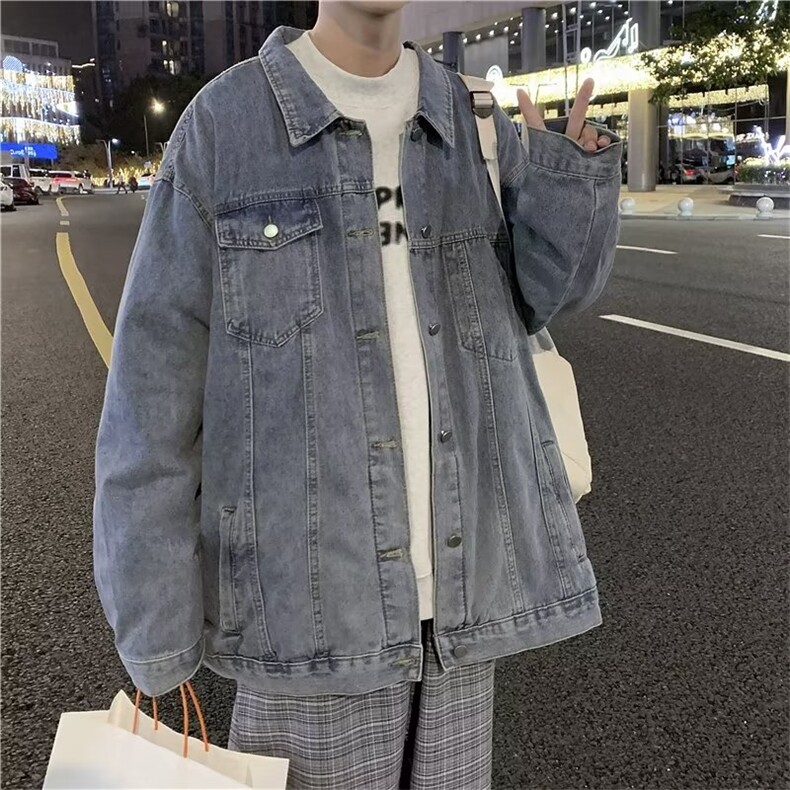 牛仔外套男秋冬高街潮牌休闲夹克港风帅气宽松工装上衣WJ266-p65,男装夹克,星座1008