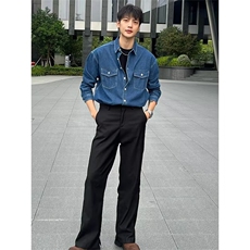 现货翻领牛仔衬衫男春秋新款水洗宽松夹克外套潮牌百搭休闲外套潮，男装夹克，星座302B