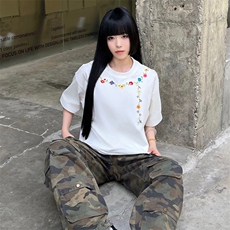 万针全刺绣工艺抖音得物高品质260克重磅纯棉双纱美式高街短袖T恤，男装T恤，电商A486
