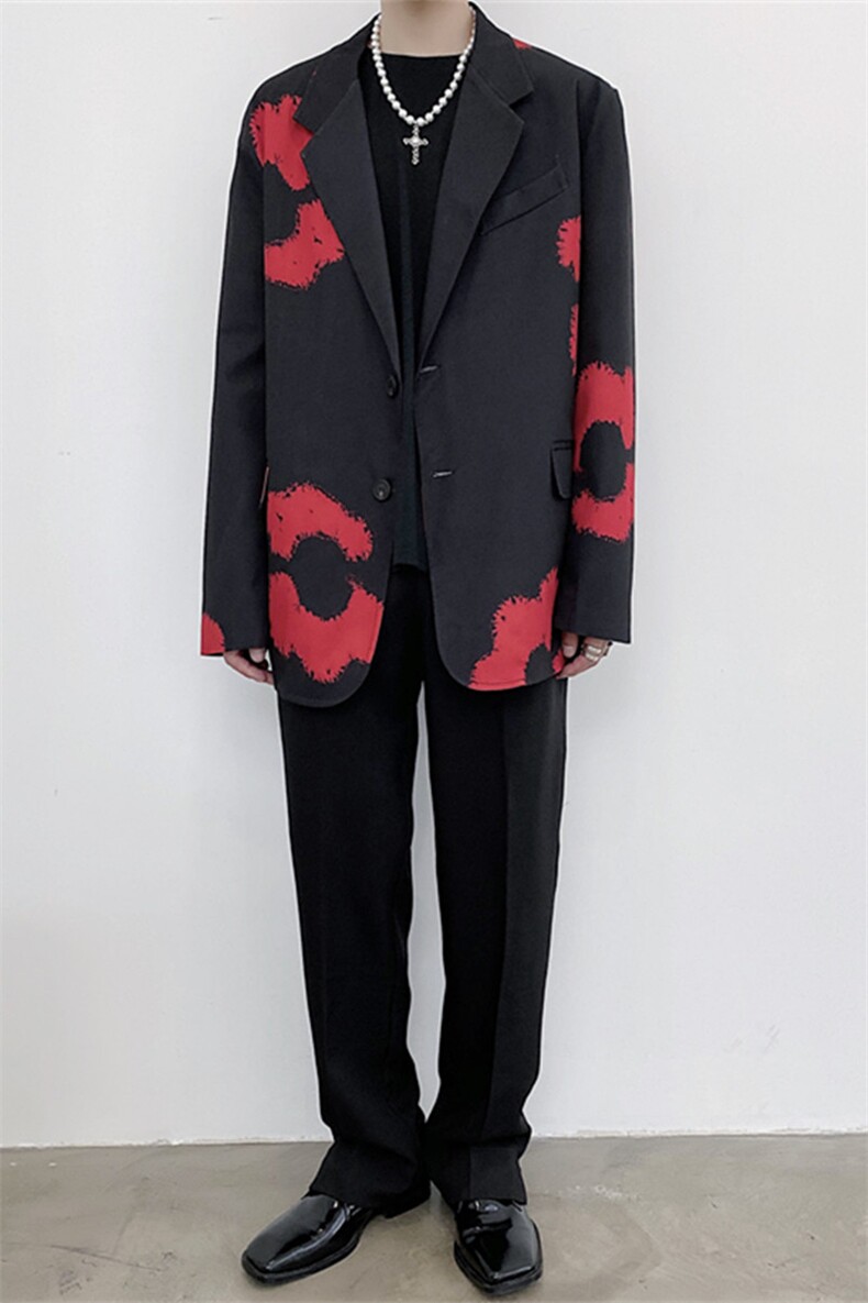 早秋走秀款花朵西服男个性潮流韩版外套上衣A452--678,男装西服,电商A452