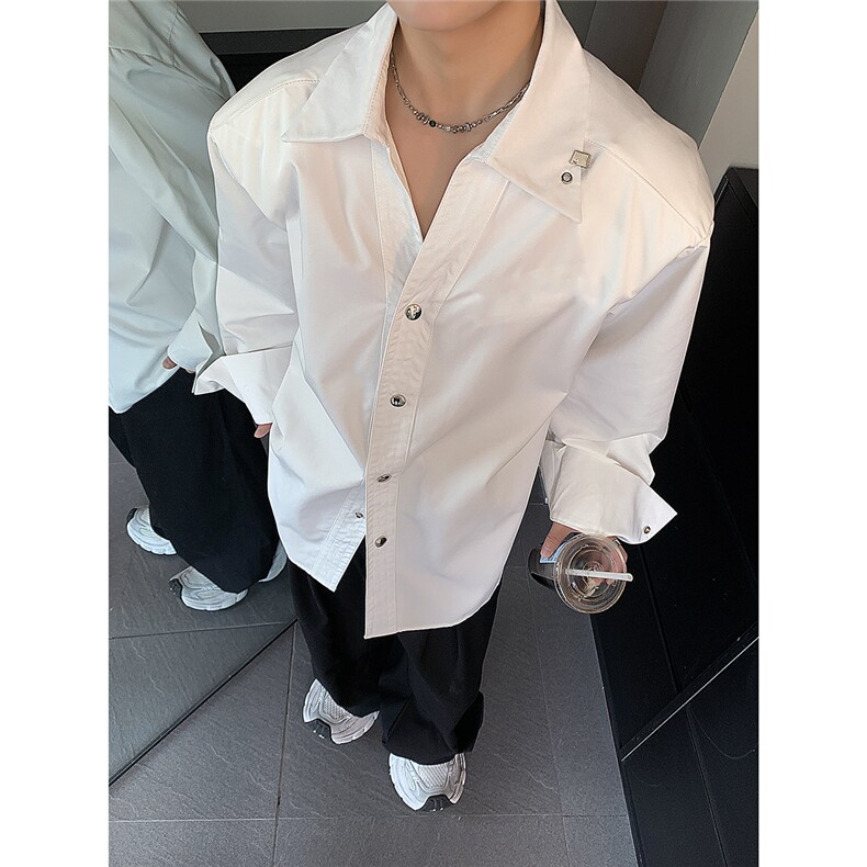 春秋白色冰丝长袖衬衫男夏季新款美式纯色百搭长袖衬衣CS94-P63,男装衬衫,电商C307