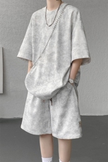 8XL-M青少年扎染短袖t恤休闲运动套装男生夏季宽松大码TZ38001P55，男装T恤，电商B312