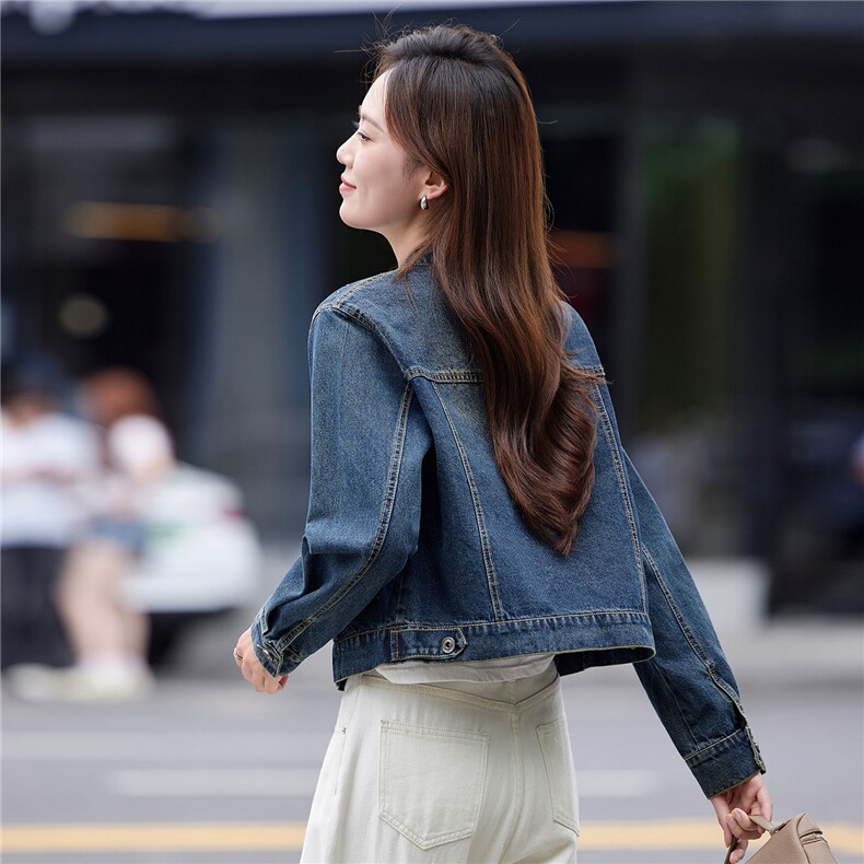牛仔外套女短款2025年春秋新款妈妈时尚设计感宽松休闲复古夹克，女装短外套，靓衣阁