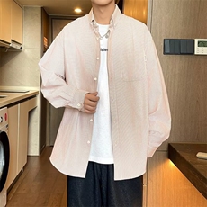 细条纹衬衫男韩版潮流宽松百搭学院风2024秋冬ins外套CY1009-P35，男装衬衫，星座412-2