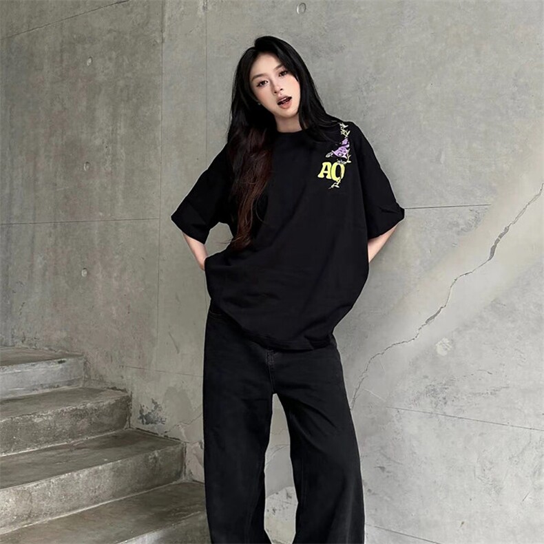 万针全刺绣工艺高品质260克双纱纯棉美式高街短袖T恤特P33,男装T恤,电商A486-1