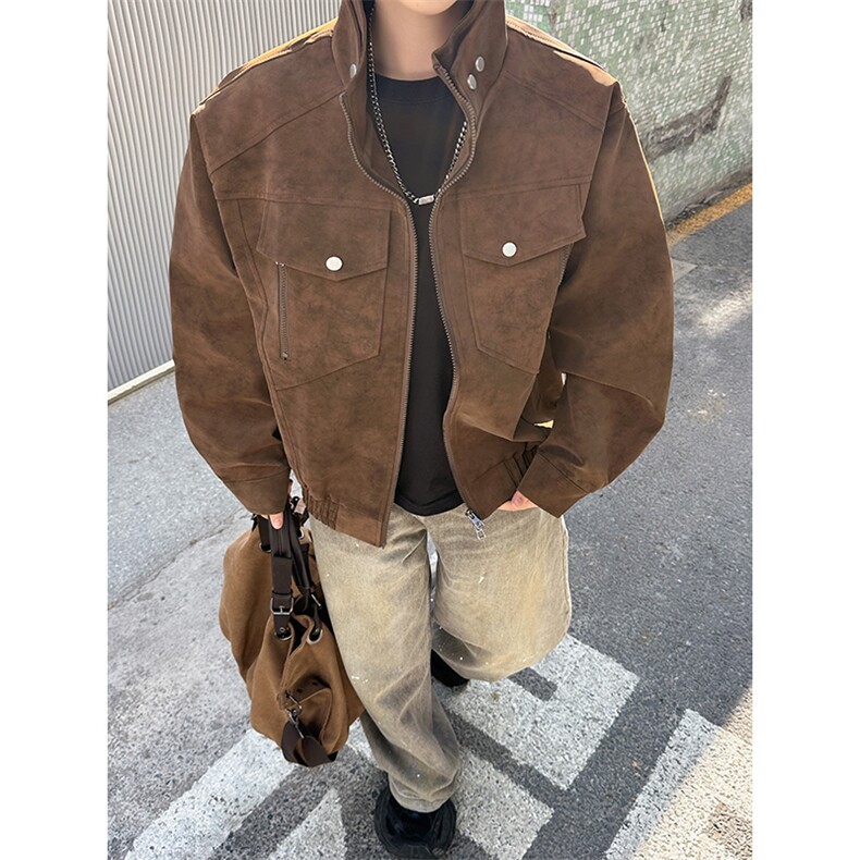 春季扎染PU皮衣皮夹克外套男6156T-TP53(树脂双头拉链）M-5XL,男装夹克,星座207