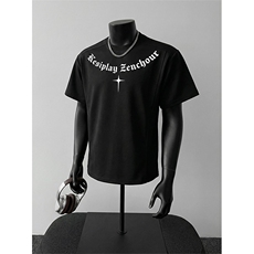 220g拼接解构T恤夏季短袖印花美式半袖t恤男XT63103-TP2039，男装T恤，电商A102