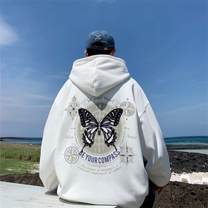 直播品质340克重磅纯色华棉美式卫衣连帽印花大码 XZ517A-BK12300图片