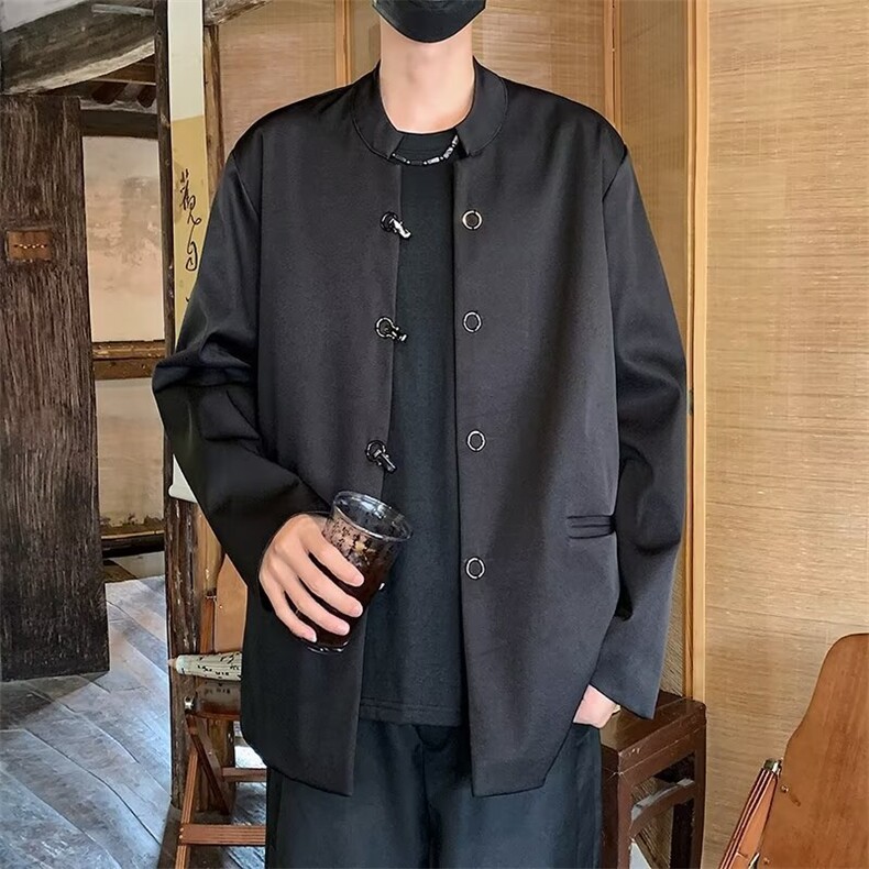 风秋款男立领西装新中式中山装金属圆扣外套JK229P65,男装西服套装,星座1013-1
