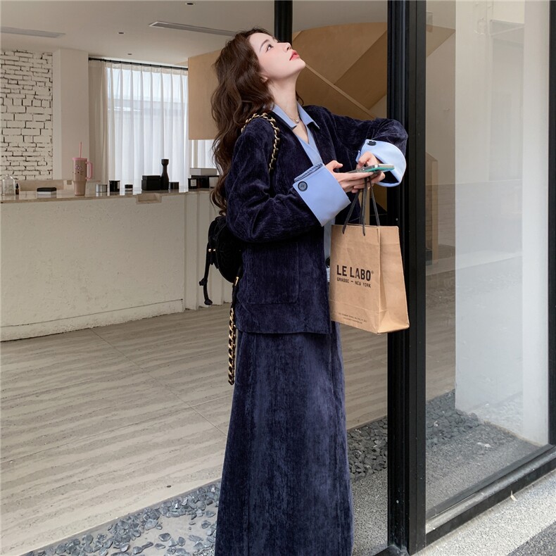 高级感轻熟风西装套装女2025秋季新款气质假两件西服半身裙两件套,女装套装/套裙,2C053