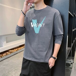 2021新款男装长袖T恤男休闲基础百搭男士打底上衣DF84T