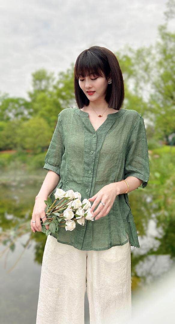 纯苎连衣裙小衫裤子裙子衬衣 时尚风 风淑女风休闲风，女装连衣裙，川哲