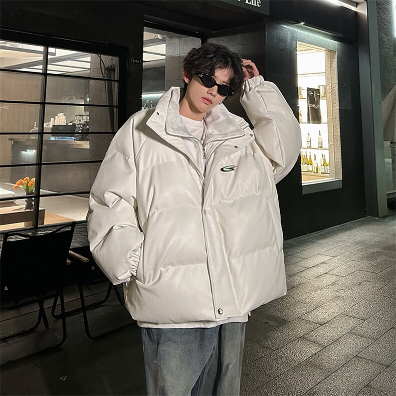 405A美式高街个性金属设计假两件pu皮棉服MY24925-P155控188,男装棉衣,星座405A